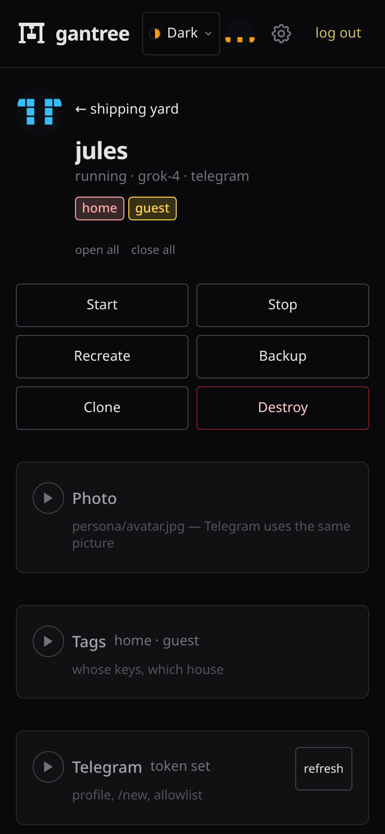 A crane on a phone — start/stop and boxed folds