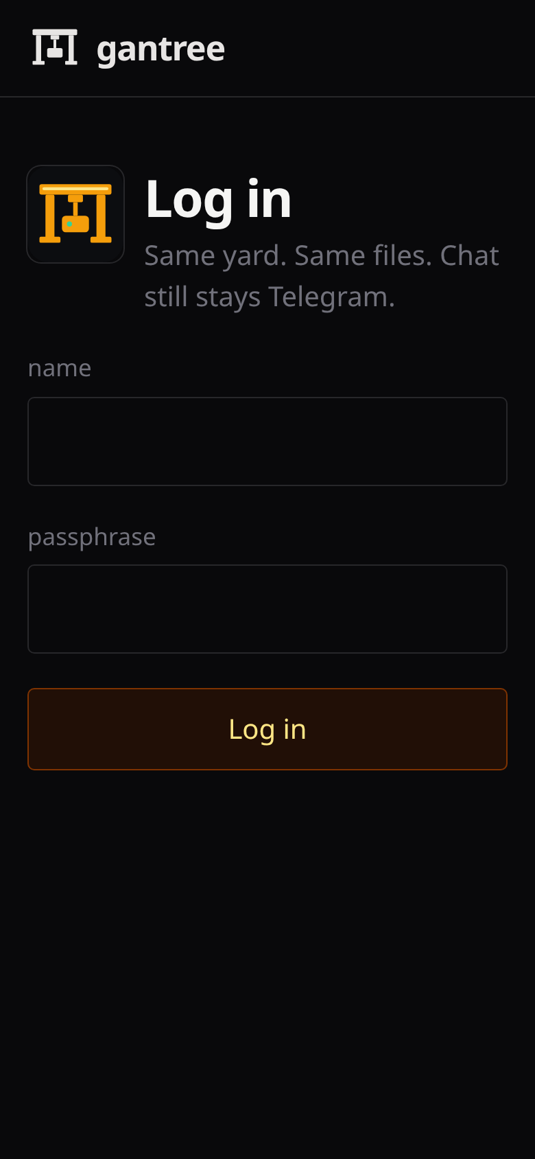 Log in — the door to the yard, not the chat