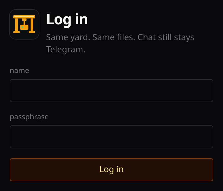Log in with name and passphrase